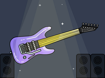 Guitar Music - Day 15/31 - Daily Illustration Challenge challenge daily design geometry guitar illustration instruments light music player purple woofer