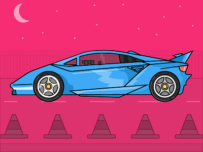 Sports Car - Day 27/31 -Daily illustration challenge auto blue car challenge daily dark illustration moon night road sports vector
