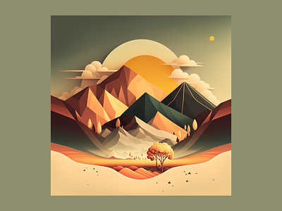 The sun looks like a fried egg abstract design fried egg graphic design illustration landscape morning mountain rising sun sun