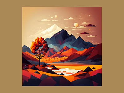 Landscape at dawn abstract dawn design graphic design illustration landscape lively morning mountain