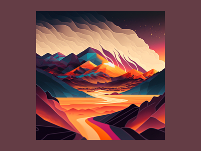 The clouds are rising at sunset abstract clouds design graphic design illustration landscape mountain rising sunset