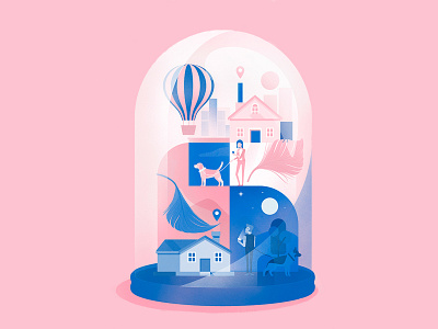 Dome colours flat illustration illustrator pink