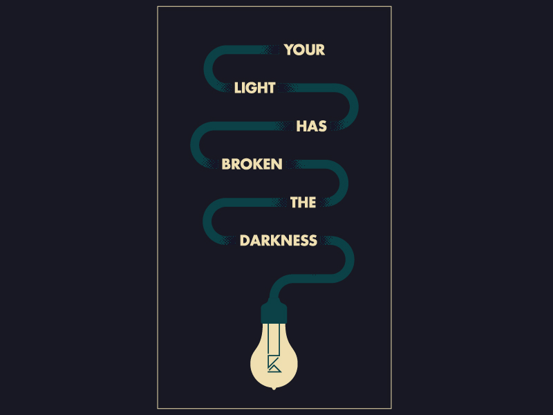 Light/Darkness bulb dark glow illustration light print