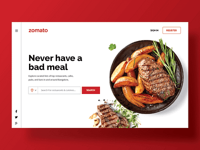 Zomato Web Concept UI fooddesign foodui foodwebdesign portalconcept portaldesign uidesign uiinspiration uiux webconcept webdesign webportal zomato