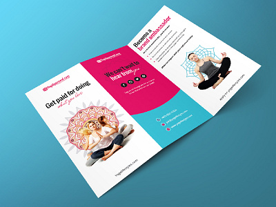 YogiApproved Trifold Brochure brochuredesign minimal pink print printdesign trifold