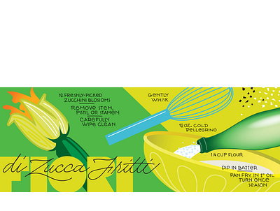 Zucchini Blossoms Illustrated Recipe food illustration italian lettering vector