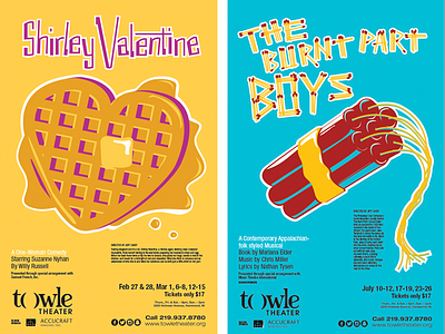 Towle Theater Season Posters dynamite heart illustration lettering theater waffle