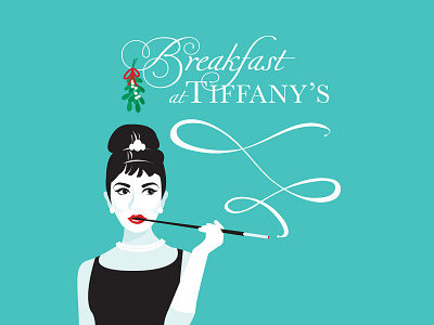 Breakfast at Tiffany's blue cigarette mistletoe script smoke swash tiffany woman