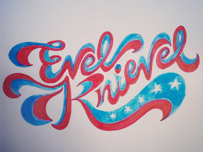 Evel Knievel 70s brush casual evel knievel lettering script seventies