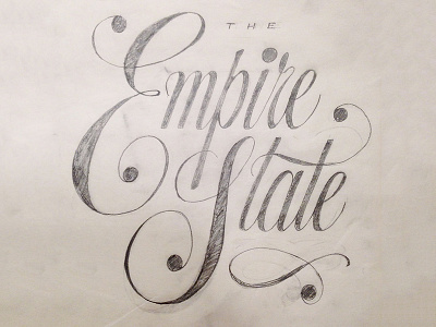 Empire State calligraphy flourish lettering script sketch