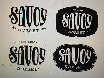 Savoy Organic Sorbet Logo label lettering logo serif