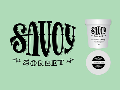 Savoy Organic Sorbet Packaging lettering logo packaging roman serif