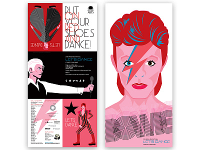 Let's Dance Arts Ball Invitation bowie celebrity fashion illustration invitation lettering music poster rock