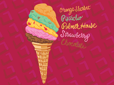 Chicago's Famous Rainbow Cone food ice cream illustration vector wacom