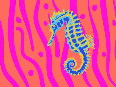 Seahorse animal illustration ocean psychedelic sea seahorse vector
