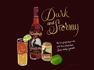 Dark & Stormy Cocktail cocktail drink illustration rum seal vector