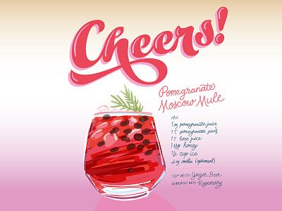 Pomegranate Cocktail Recipe cocktail drink holiday illustration recipe vector