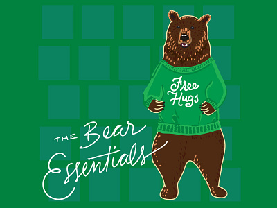 Bear Hugs are Essential animal bear illustration jumper lettering sweater vector