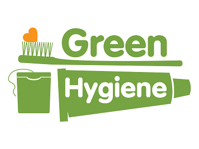 Green Hygiene Logo dental health logo medical objects recycle silhouette teeth