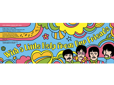 Invitation with a Beatles theme beatles flowerpower flowers music retro sixties