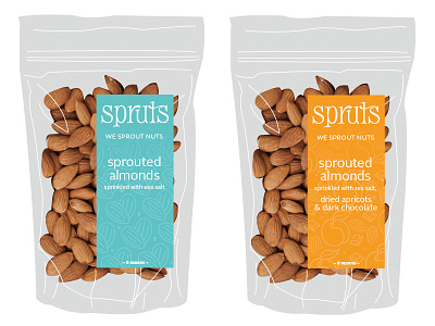 Spruts Nuts Rebrand food identity illustration lettering logo monoline packaging pattern