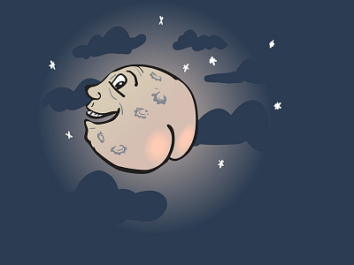 Cheeky Moon character illustration moon night sky vector