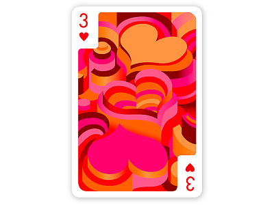 Three of Hearts 3d games hearts illustration vector