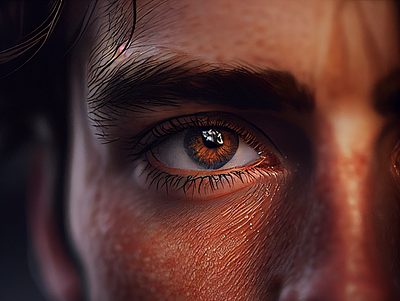 Stoic Gaze: A Cinematic Close-Up of Beautiful Eyes 3d graphic design illustration