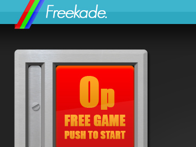 Freekade website header button coin slot freekade graphic header logo retro