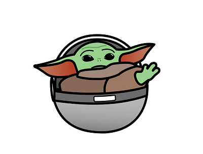 Baby Yoda art baby cute design flat force graphic design green illustration logo mandelorian pod star starwars vector wars yoda