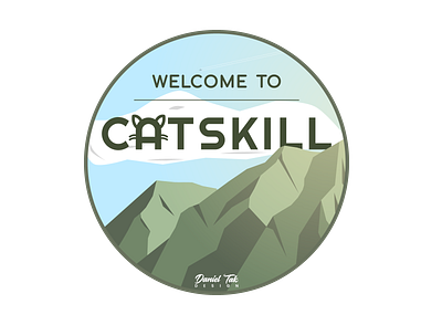 Catskill, NY branding cat catskill cute design flat forest graphic design hike hiking hills icon illustration logo mountain mountains quaint town vector