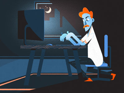 Style Frame- Late Night Worker animation character computer design motion style frame technology