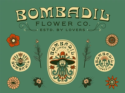 Bombadil Flowers Co. - Tear Sheet badge branding classic design flower company flowers graphic design identity illustration illustrator linework playful reno tear sheet typography vector vintage