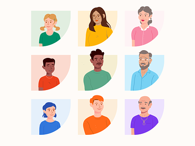 Character Spectrum 2d character character design characters colorful illustration nonbinary people portrait shape