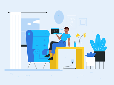 Home Office Joy character empowered flat design graphic design illustration illustrations office startup woman work workspace
