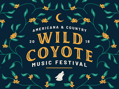 🌼🌱 Wild Coyote Filigree americana coyote filigree floral folk illustration music festival