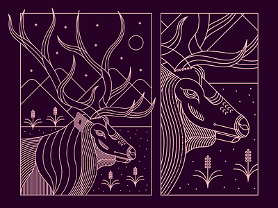 Idaho Rangeland - Elk 🦌 brooklyn elk illustration linework nyc pattern reindeer wildlife