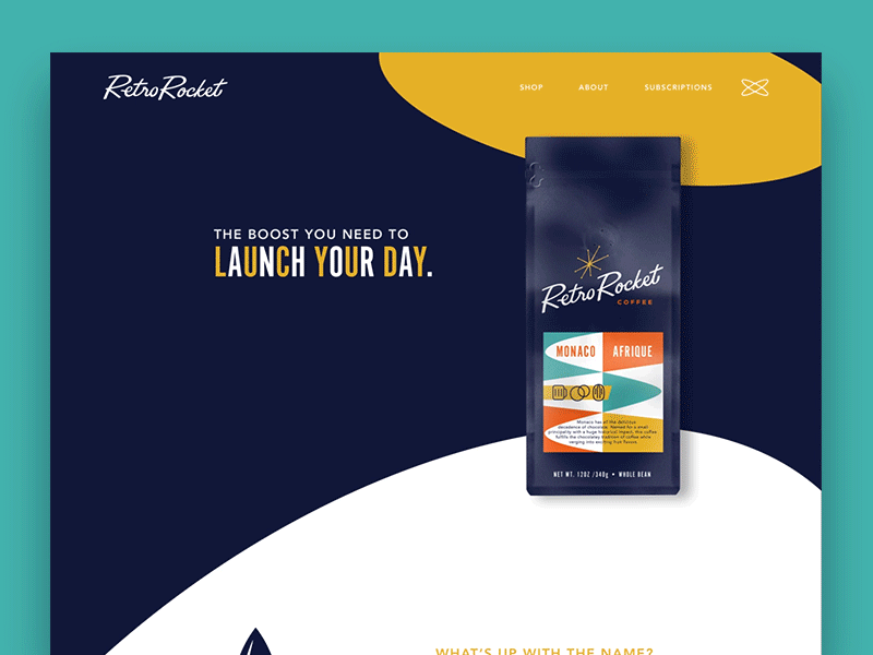 RetroRocket - Landing ✨ coffee design ecommerce landing mid century modern packaging ui ux web