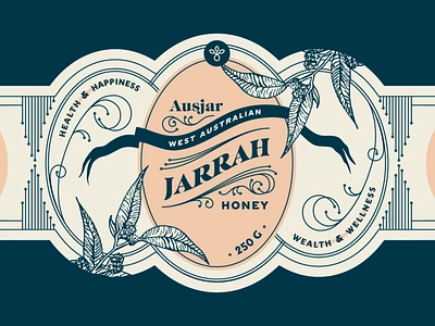 Jarrah Honey Label australia branding health honey identity illustration label leaves linework nyc packaging reno topical wellness