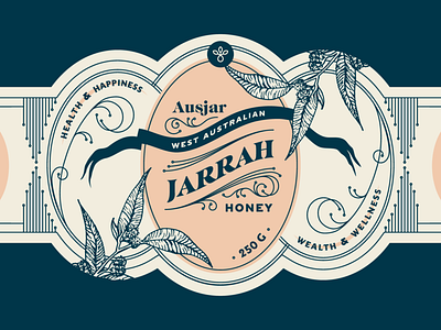 Jarrah Honey Label australia branding health honey identity illustration label leaves linework nyc packaging reno topical wellness