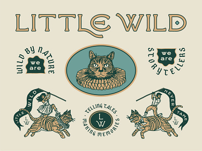 Little Wild - Identity badge blackletter brand brooklyn cats custom lettering folk hand drawn identity illustration linework new york nyc typography