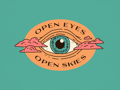 Open Eyes / Open Skies badge branding california cannabis clouds eye identity illustration monoline nevada packaging psychadelic