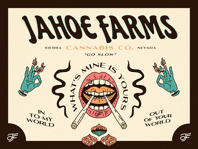 Jahoe Farms - Identity branding cannabis identity illustration linework monogram nevada psychadelic psychedelic tahoe trippy typography weed