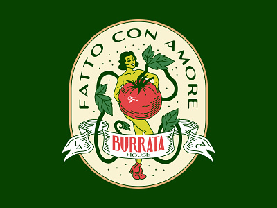 BH - 🍅Tomato Love badge burrata design identity illustration italian linework los angeles tomato woman