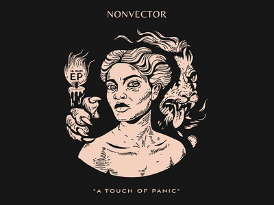A Touch of Panic brooklyn candle flame illustration linework lion nevada nyc portrait reno spooky woman