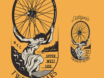 Patagonia UWS Bike Badge badge bike brooklyn design illustration linework new york city river upper west side wheel woman