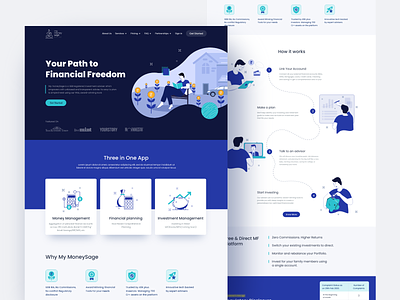 My Money Sage - Product Landing page blue clean finance finance illustration how it works illustration landing page money stages