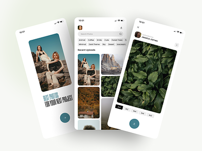 Photo Searching App Concept appui clean ui dimension green clean mobile app photo app photo ui photoapp
