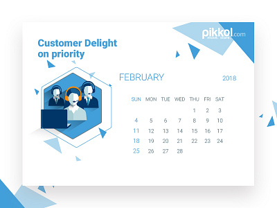 Calendar Design 2018 calendar design february graphic illustration skyblue triangle