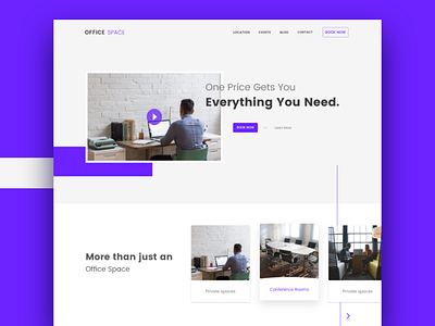 co working space website adobexd card clean clean app co working design office photo purple space web working space
